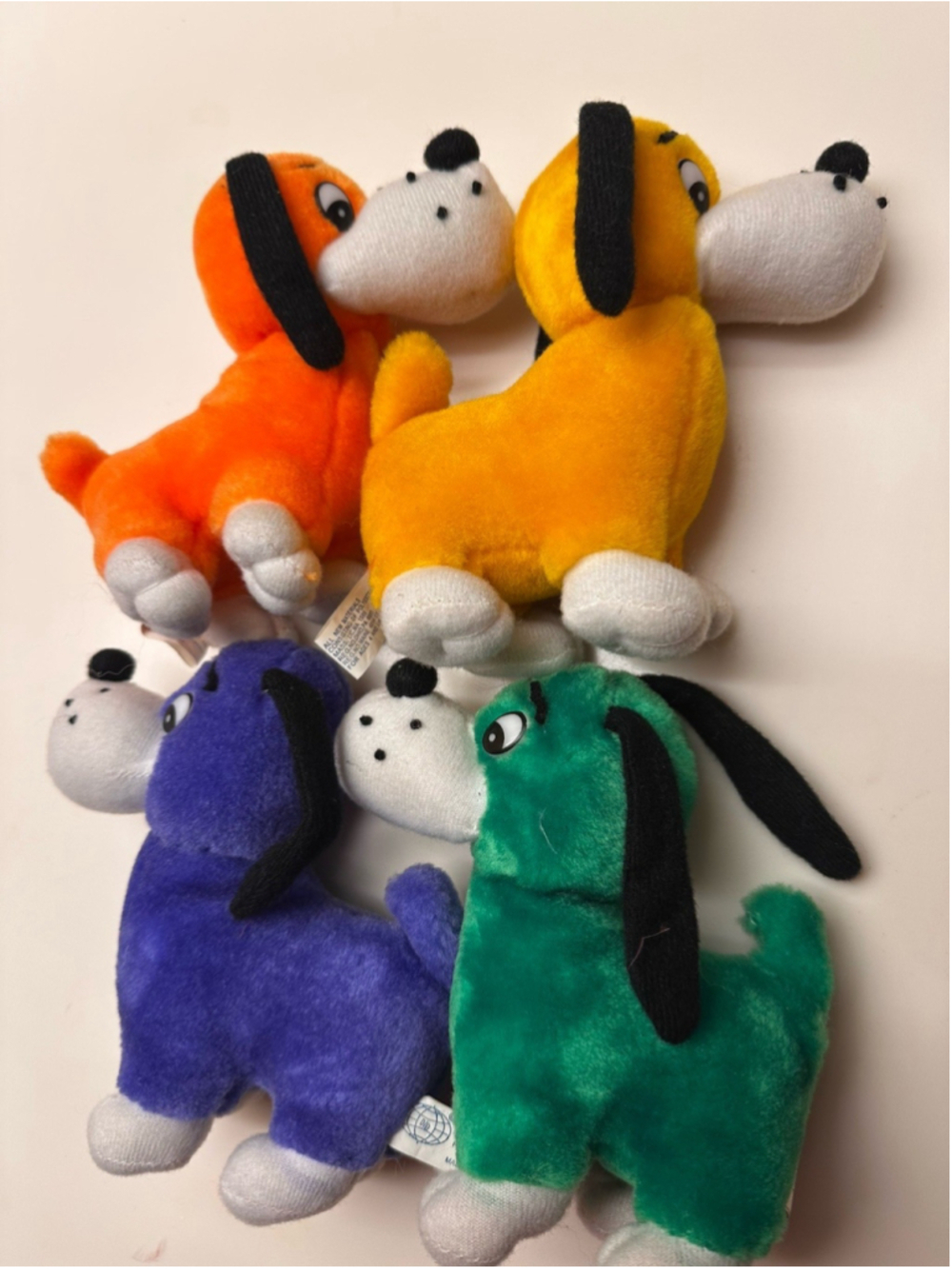 DAN BRECHNER Set Of 4 Cute Dogs/puppies.  1980's Vintage Collectible Plush